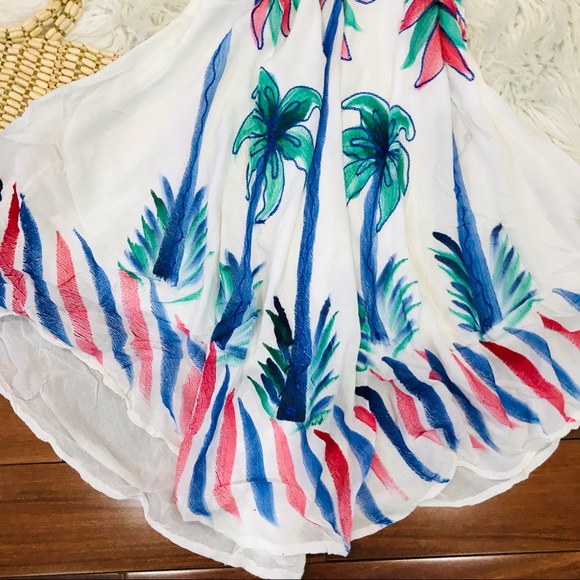 New🌿Umbrella Tie Dye Flower Boho Beach Dress - Picture 2 of 7